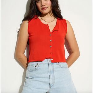 CALLAHAN KNITWEAR Parker Knit Buttoned‎ Tank Sz Medium